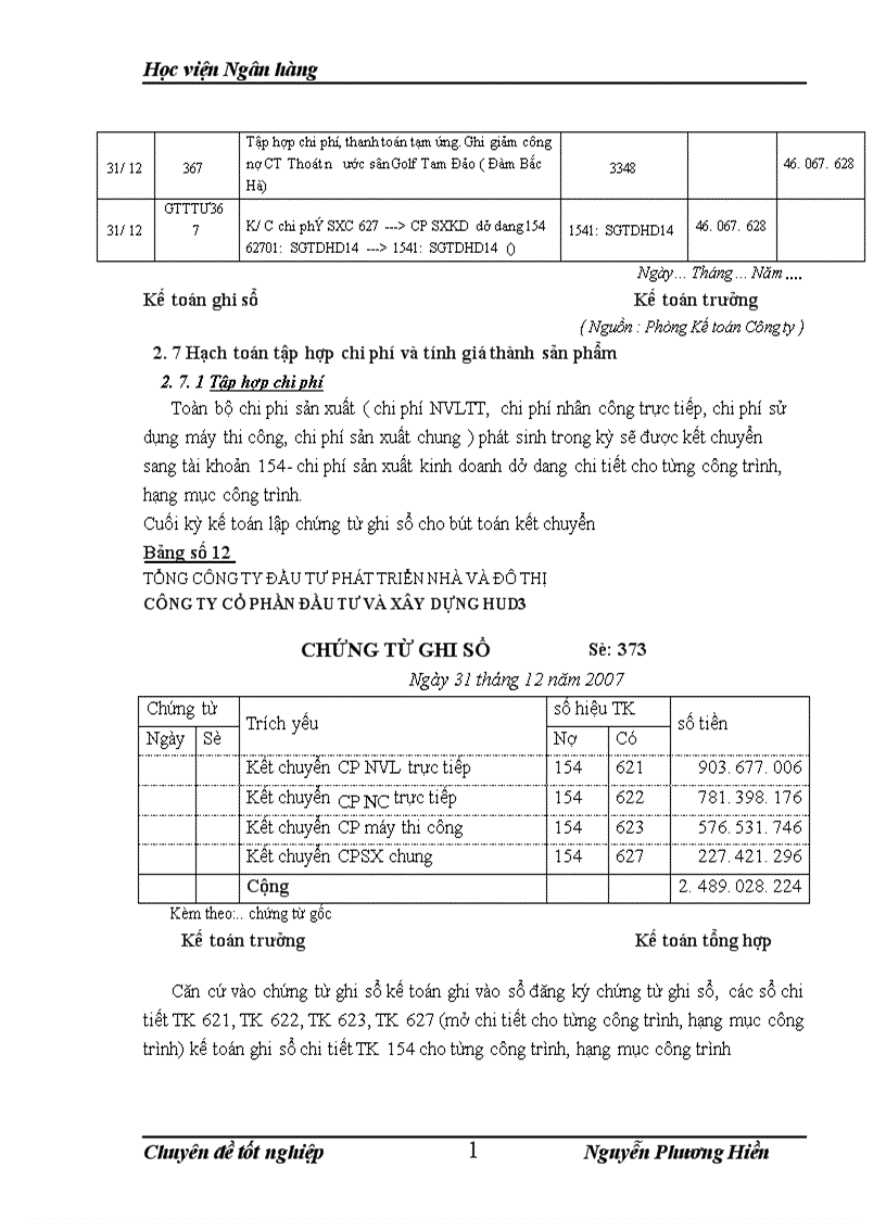 image for page Hoàn thiện về kế toán tập hợp chi phí sản xuất và tính giá thành sản phẩm xây lắp tại cÔNG ty cổ phần đầu tư và xây dựng hud3 1