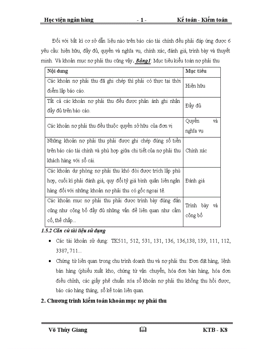 image for page Quy trình kiểm toán khoản mục Nợ phải thu do Chi nhánh công ty TNHH Kiểm toán và Dịch vụ Tin học AISC thực hiện 1