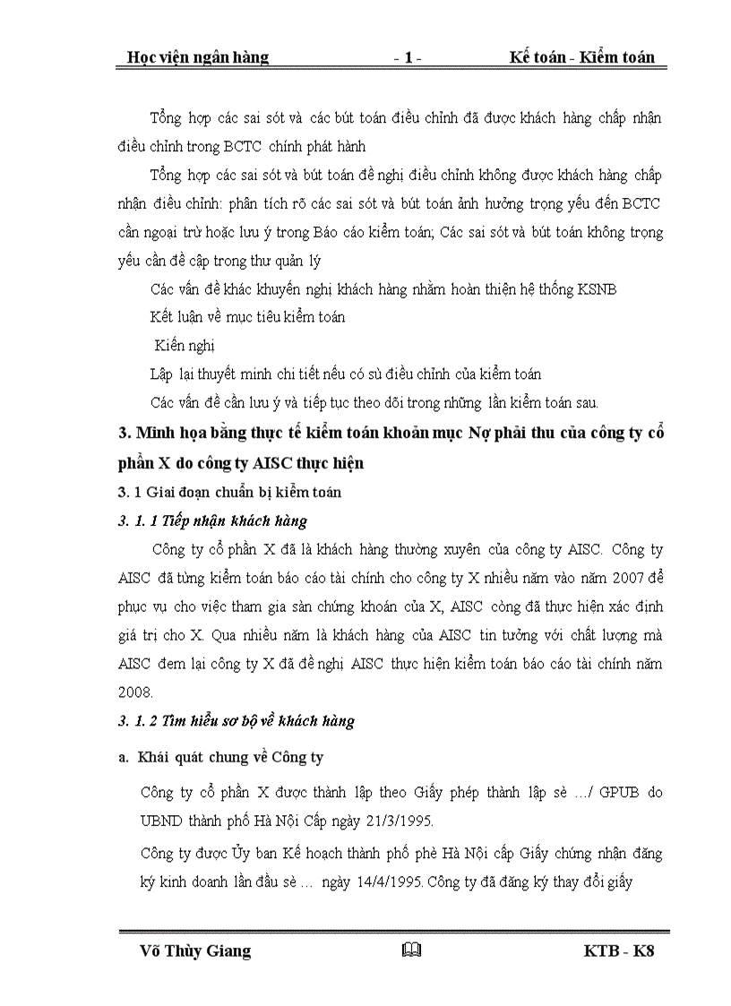 image for page Quy trình kiểm toán khoản mục Nợ phải thu do Chi nhánh công ty TNHH Kiểm toán và Dịch vụ Tin học AISC thực hiện 1