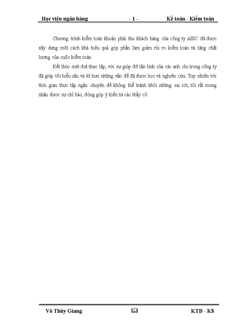 image for page Quy trình kiểm toán khoản mục Nợ phải thu do Chi nhánh công ty TNHH Kiểm toán và Dịch vụ Tin học AISC thực hiện 1