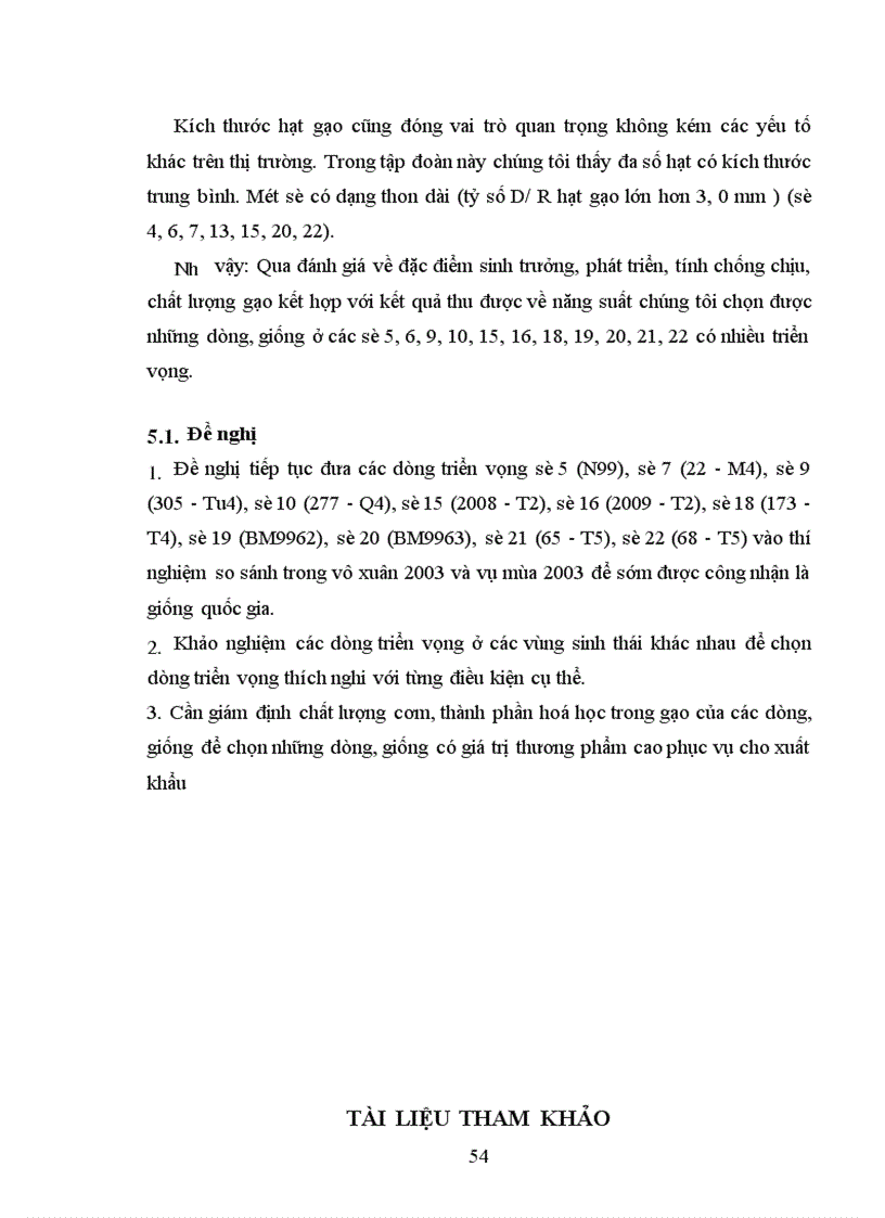 image for page Đánh giá năng suất và khả năng chống chịu sâu bệnh của các dòng triển vọng trong tập đoàn quan sát vụ mùa năm 2002 tại Thanh Trì Hà Nội 1