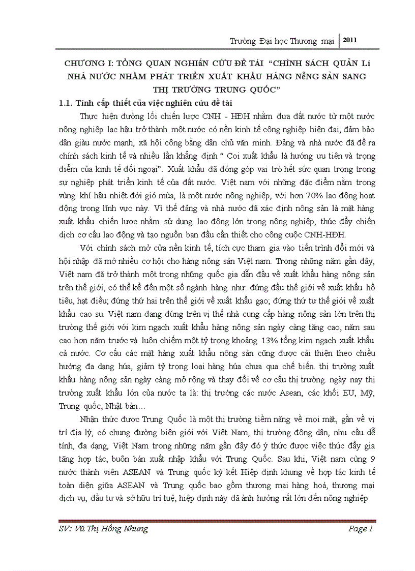 Chính sách quản lý nhà nước về phát triển xuất khẩu hàng nông sản vào thị trường Trung quốc 1
