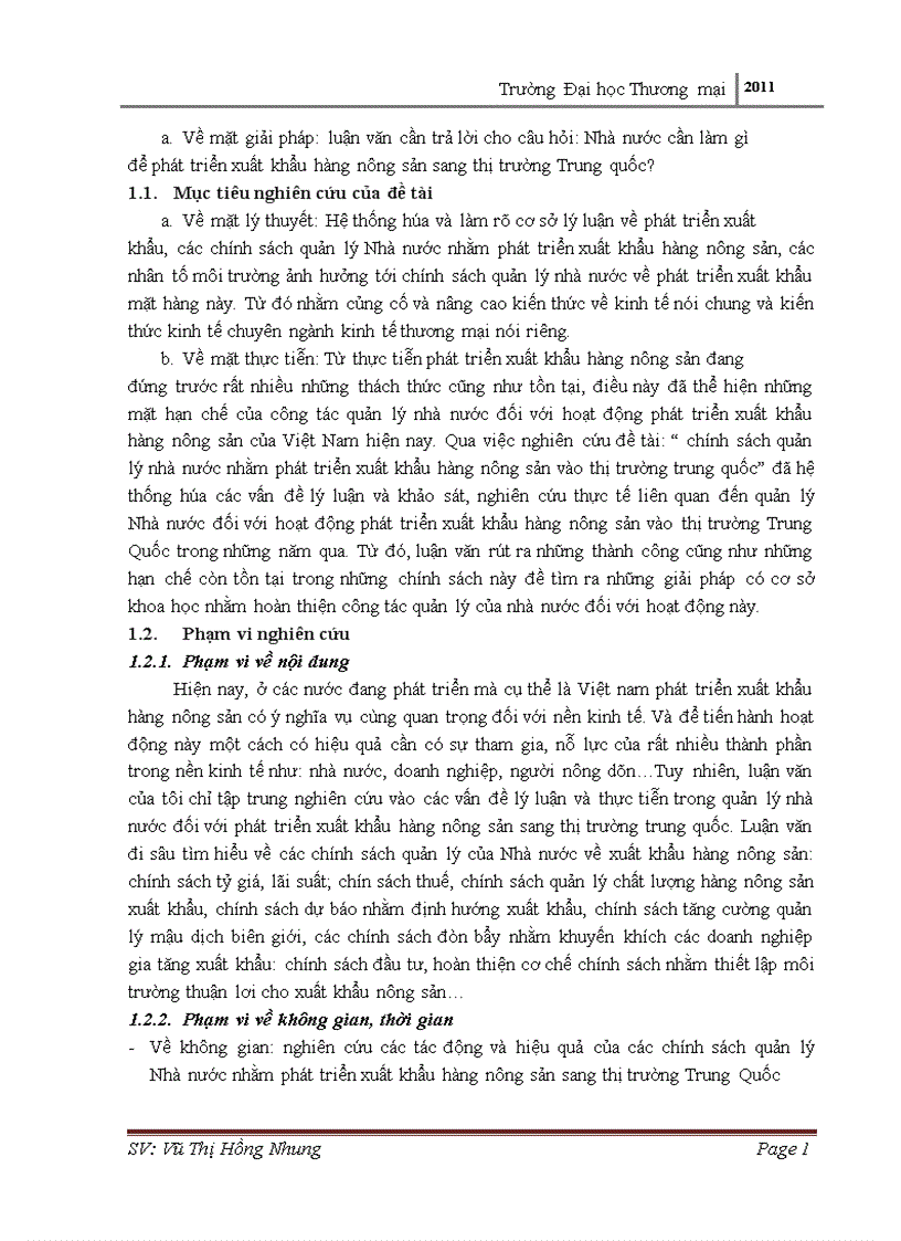 Chính sách quản lý nhà nước về phát triển xuất khẩu hàng nông sản vào thị trường Trung quốc 1