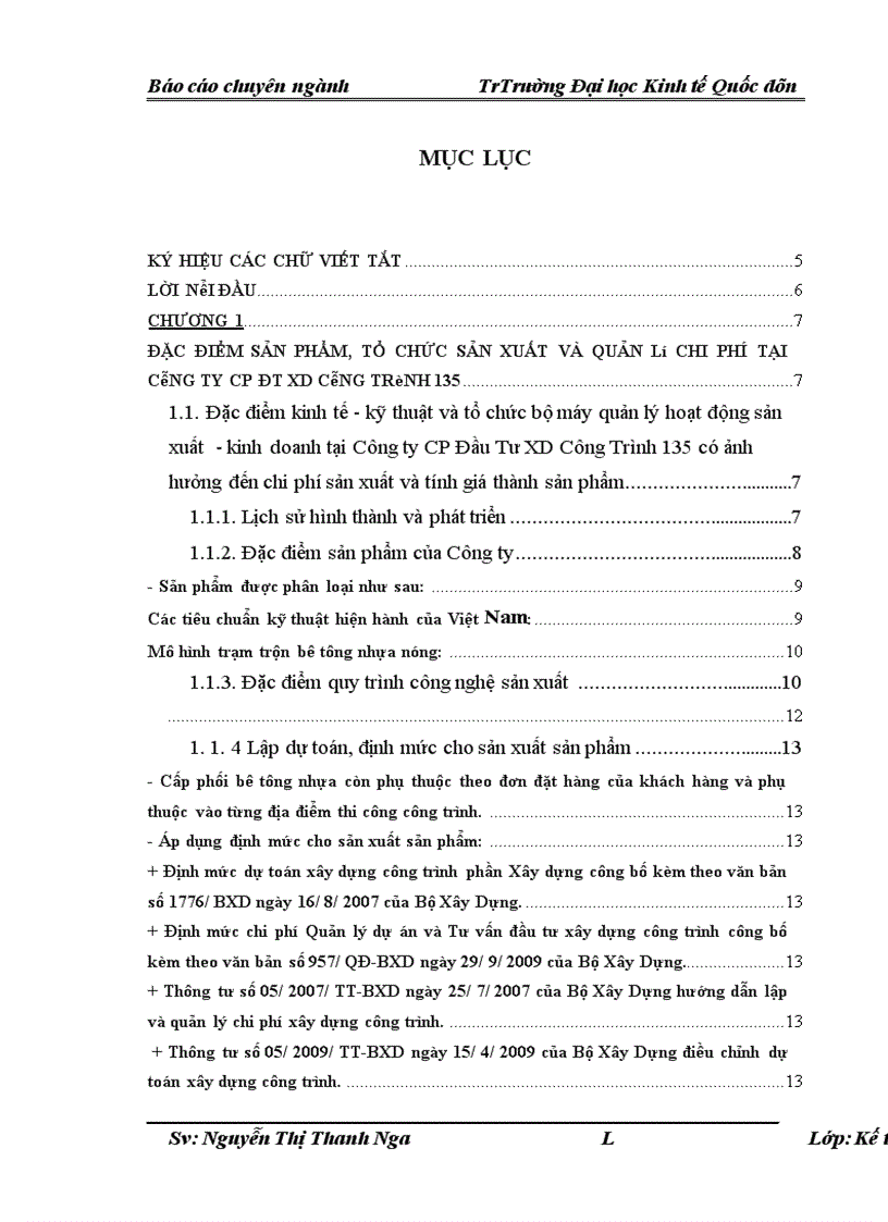 Hoàn thiện kế toán chi phí sản xuất và tính giá thành sản phẩm tại Công ty CP Đầu Tư XD Công Trình 135 1