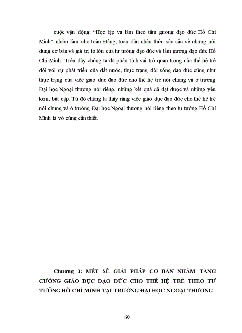 image for page Giáo dục đạo đức cho thế hệ trẻ theo tư tưởng Hồ Chí Minh Liên hệ với thực tiễn tại trường Đại học Ngoại thương