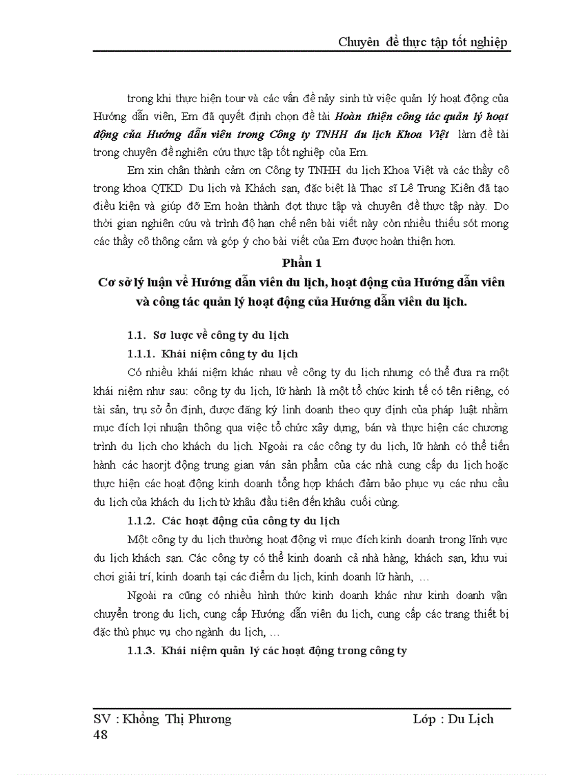 image for page Thực trạng của hoạt động hướng dẫn của Hướng dẫn viên trong Công ty TNHH du lịch Khoa Việt