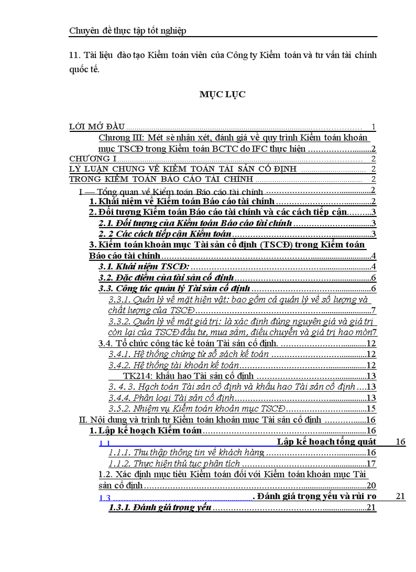 image for page Thực trạng kiểm toán khoản mục TSCĐ trong kiểm toán báo cáo tài chính do công ty TNHH Kiểm toán và Tư vấn tài chính quốc tế IFC thực hiện 1