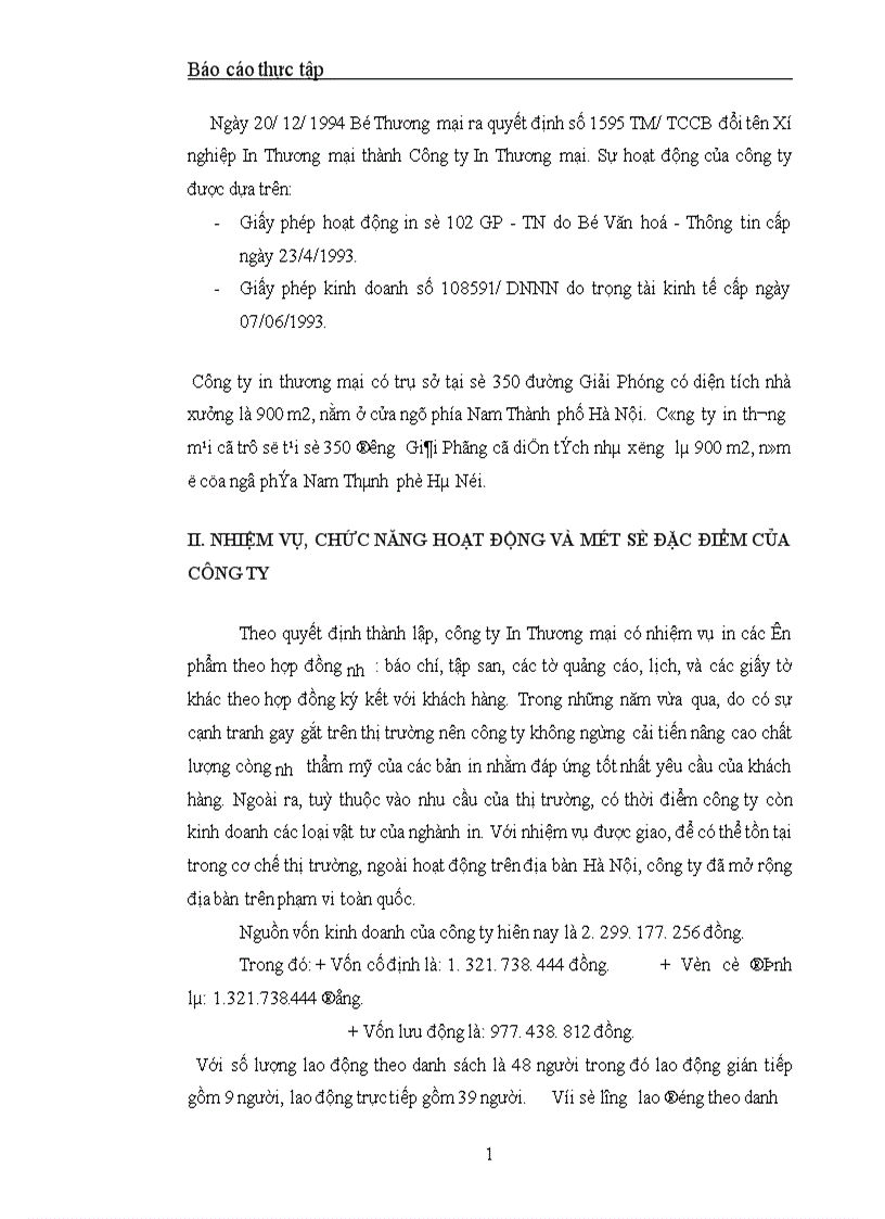 image for page Báo cáo đặc điểm tình hình hoạt động sản xuất kinh doanh của Công ty in Thương mại