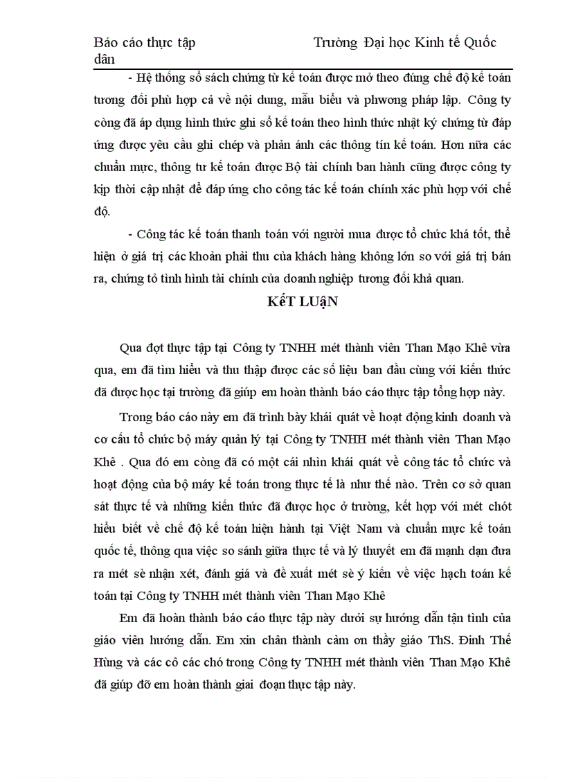 image for page Báo cáo thực tập tại Công ty TNHH một thành viên Than Mạo Khê