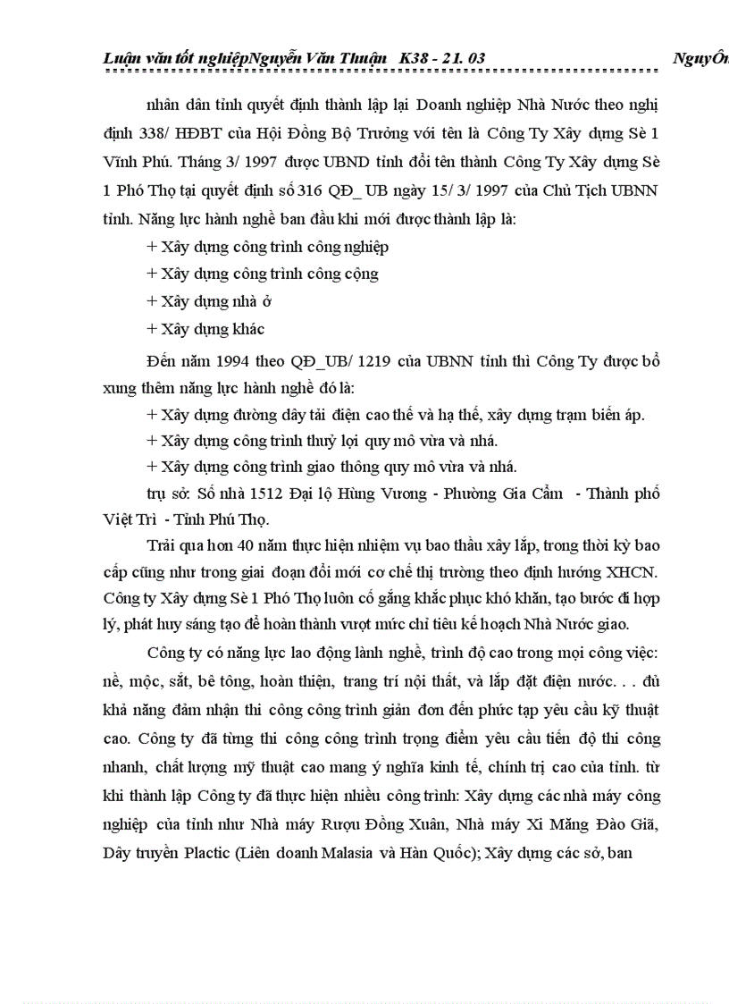 image for page Kế toán tập hợp chi phí sản xuất và tính giá thành sản phẩm xây lắp ở Công ty Xây Dựng Số 1 Phú Thọ 1