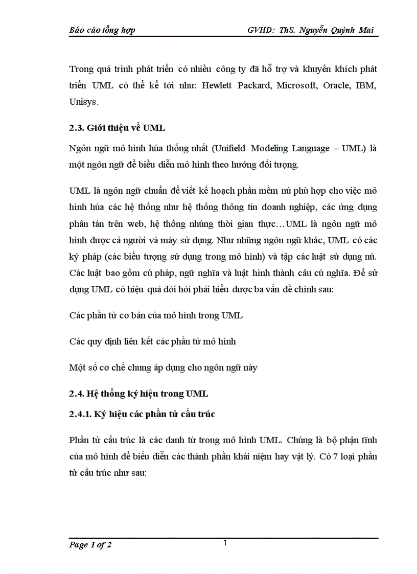 image for page Khái quát về uml