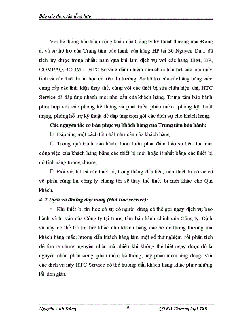 image for page Báo cáo tổng hợp tại Công ty TNHH Kỹ thuật Thương mại ĐÔNG Á