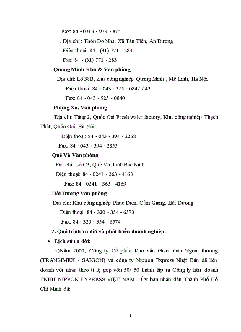 image for page Công ty Liên doanh tnhh Nippon Express Việt nam chi nhánh Hà Nội 1