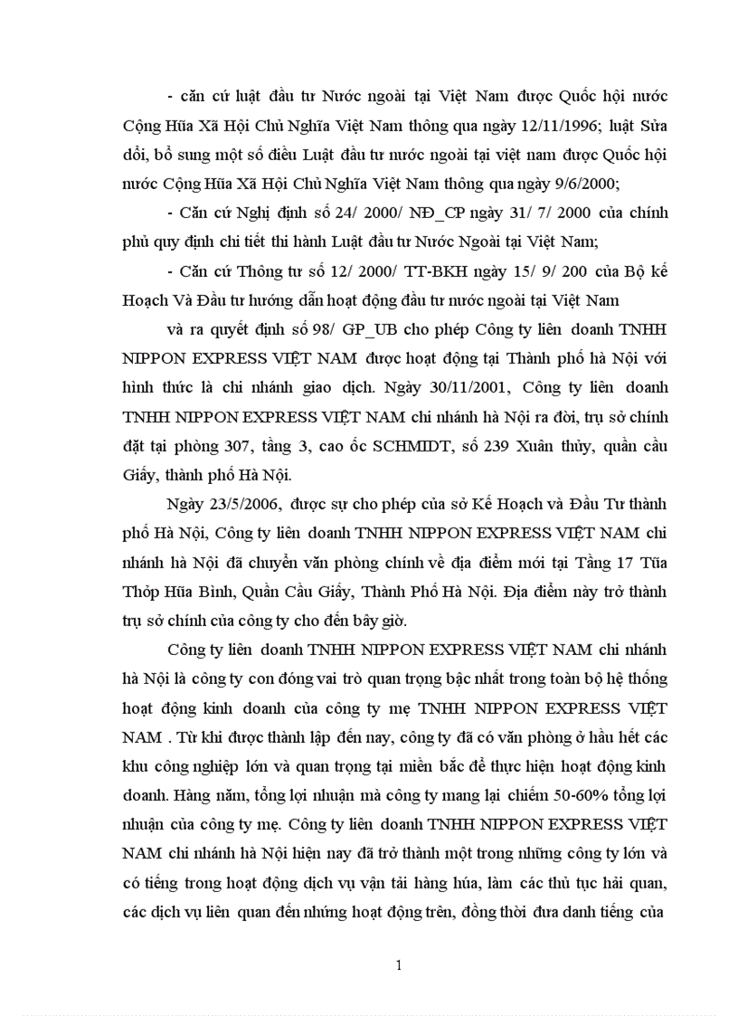 image for page Công ty Liên doanh tnhh Nippon Express Việt nam chi nhánh Hà Nội 1