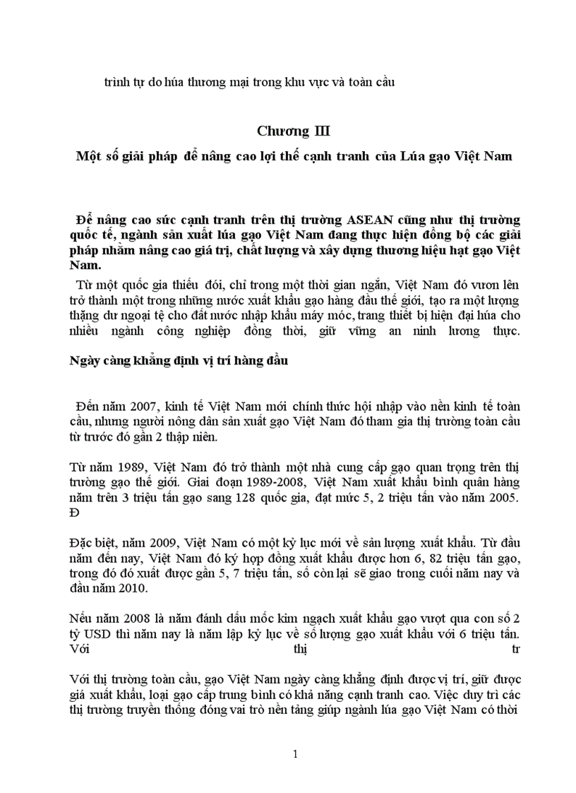 image for page Phân tích và so sánh lợi thế cạnh tranh của sản phẩm lúa gạo Việt Nam với các nước trong khu vực ASEAN