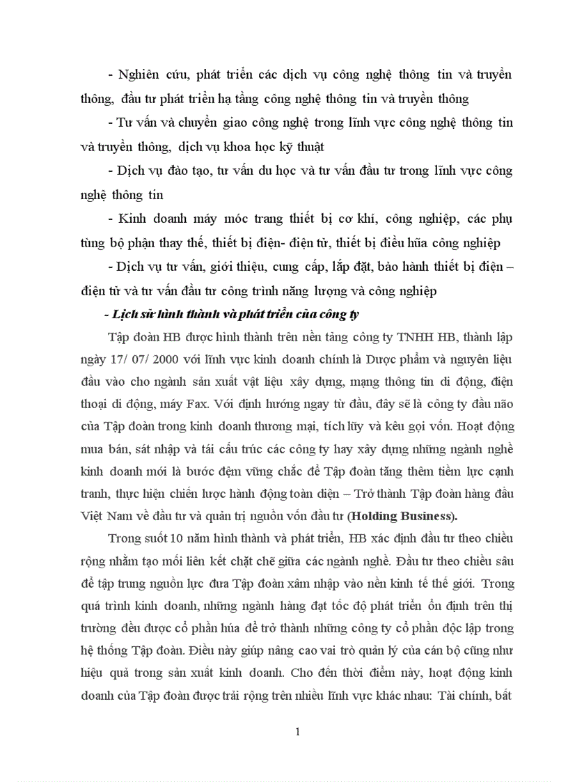 image for page Báo cáo thực tập tổng hợp tại Công ty TNHH Một thành viên Thương mại Đầu tư HB toàn cầu