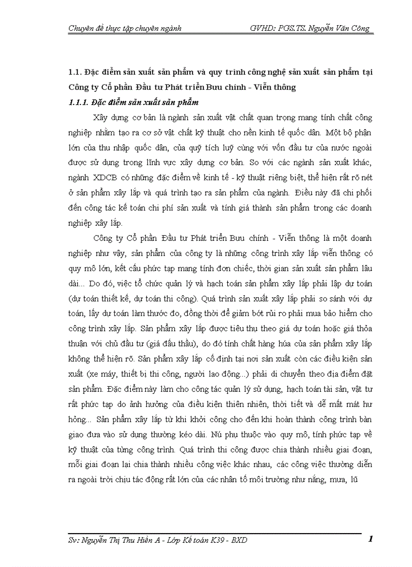 image for page Hoàn thiện kế toán chi phí sản xuất và tính giá thành sản phẩm xây lắp tại Công ty Cổ phần Đầu tư Phát triển Bưu chính Viễn thông 1