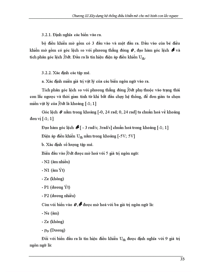 image for page Xây dựng hệ thống điều khiển mờ cho mô hình con lắc ngược