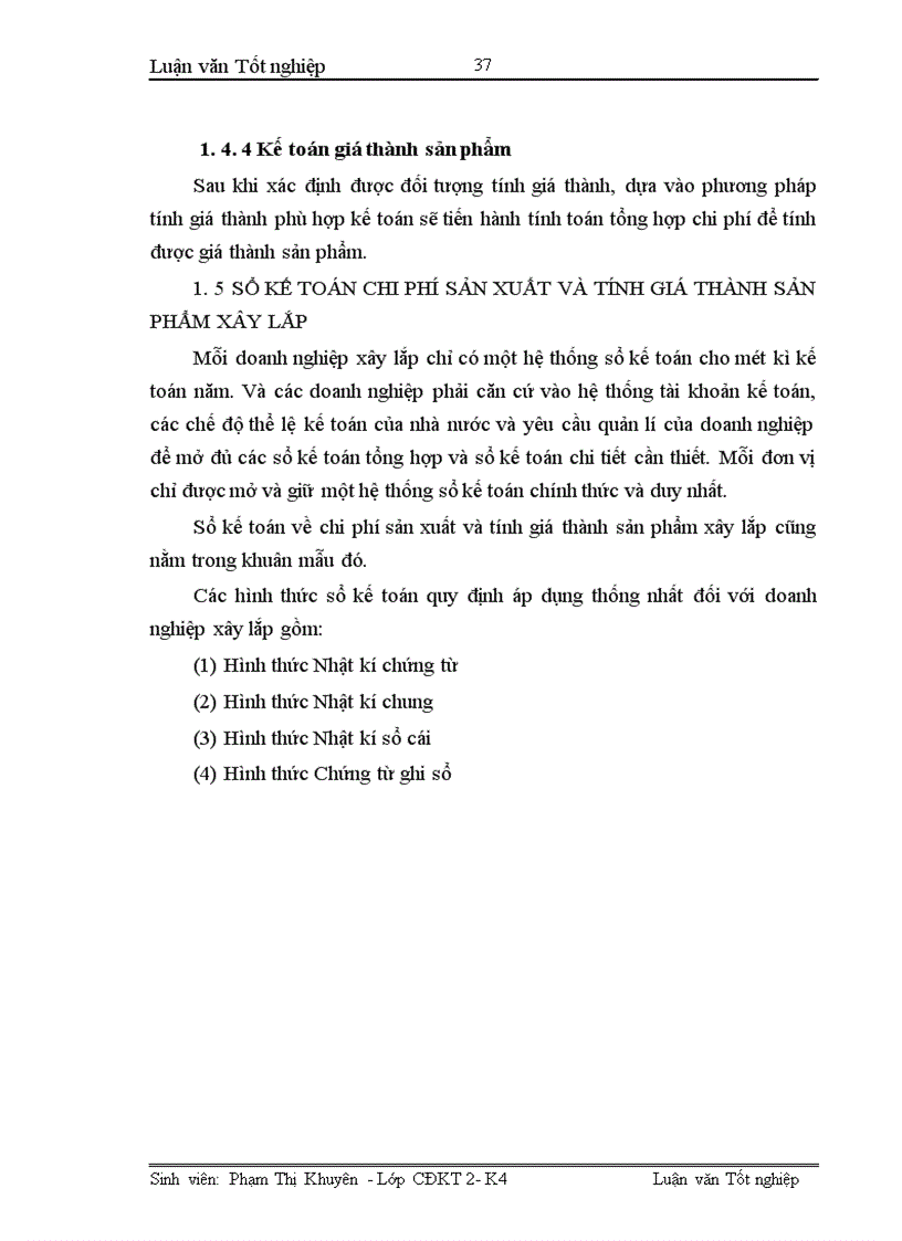 image for page Hoàn thiện công tác kế toán tập hợp chi phí sản xuất và tính giá thành sản phẩm xây lắp tại Xí nghiệp xây lắp H36 Công ty xây lắp hoá chất 1