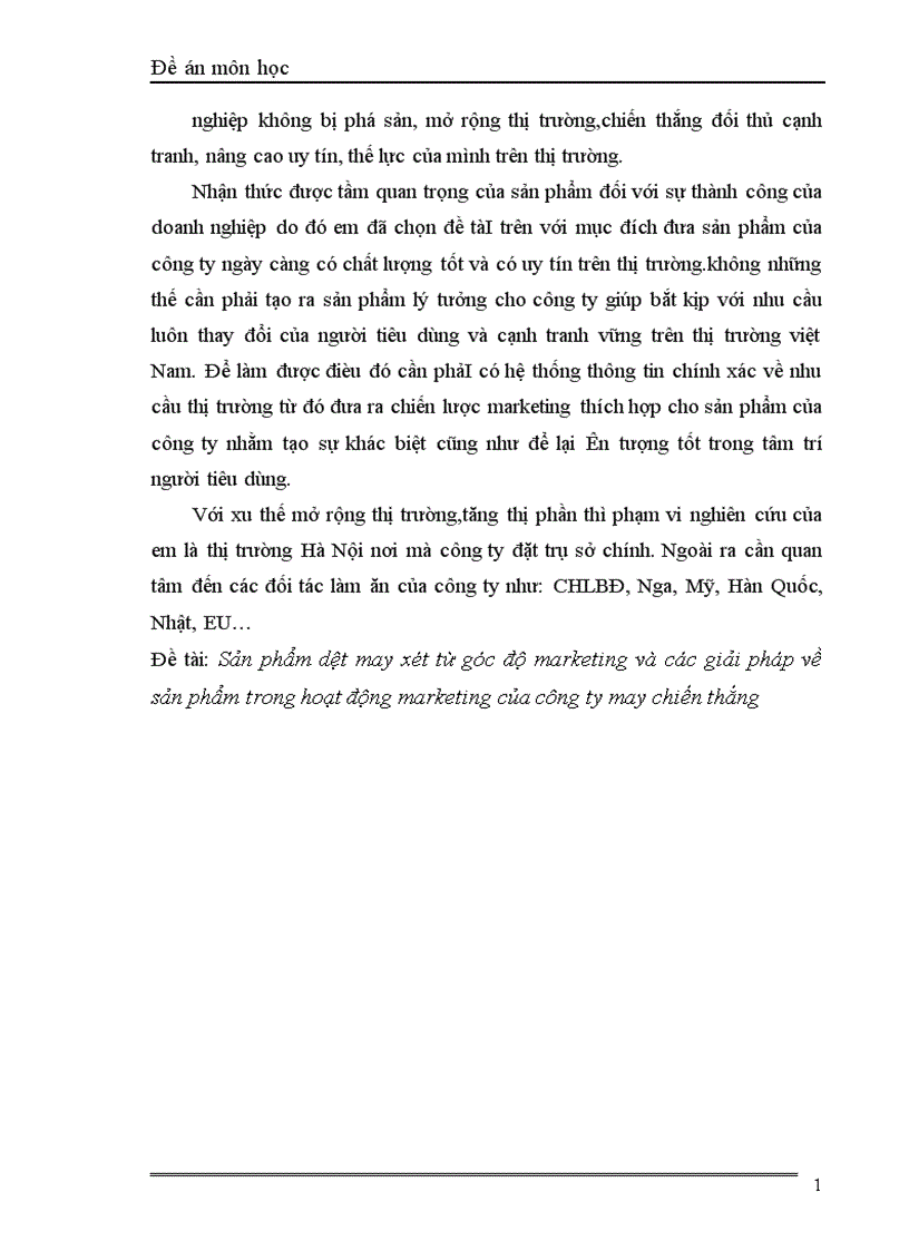 image for page Sản phẩm dệt may xét từ góc độ marketing và các giải pháp về sản phẩm trong hoạt động marketing của công ty may chiến thắng 1