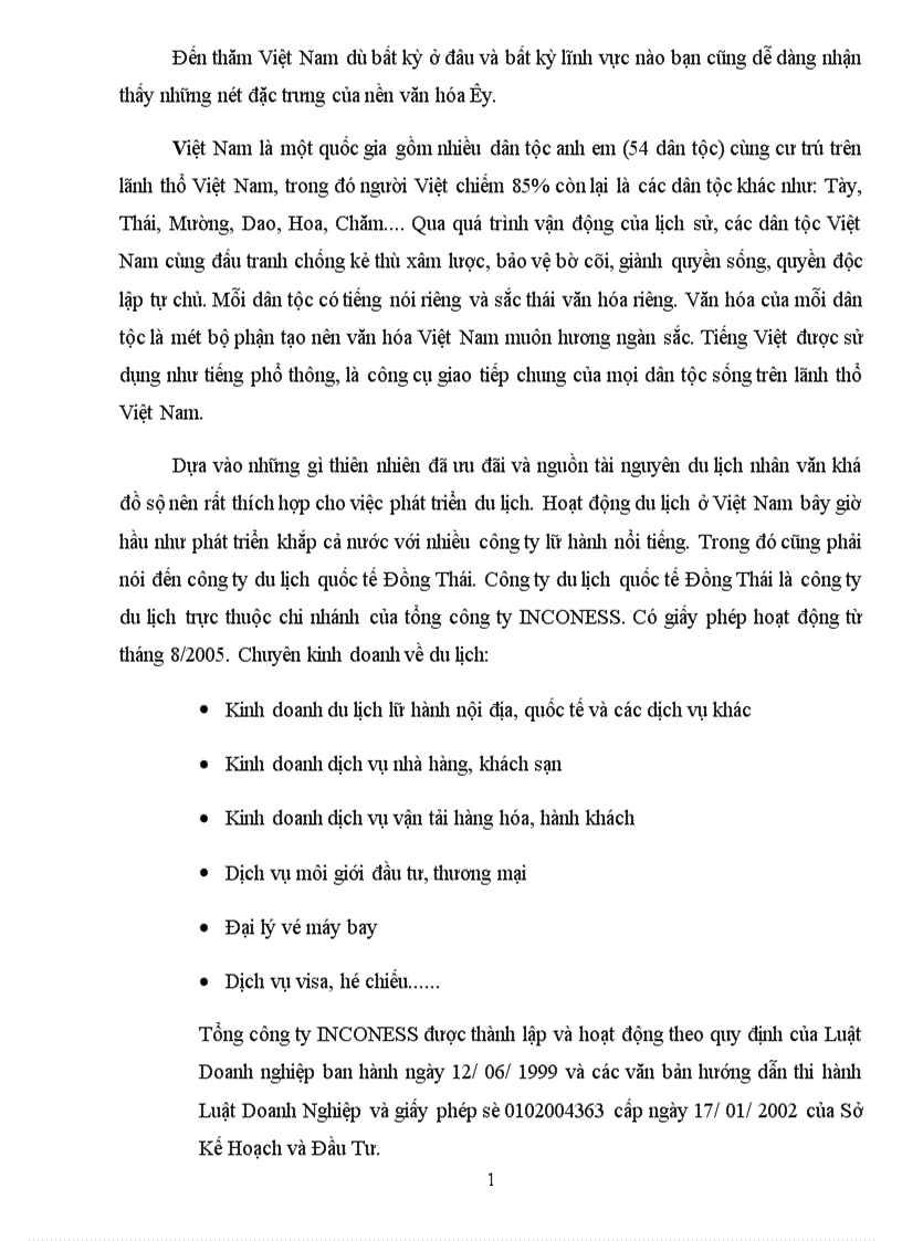 image for page Báo cáo thực tập tại công ty du lịch quốc tế Đồng Thái