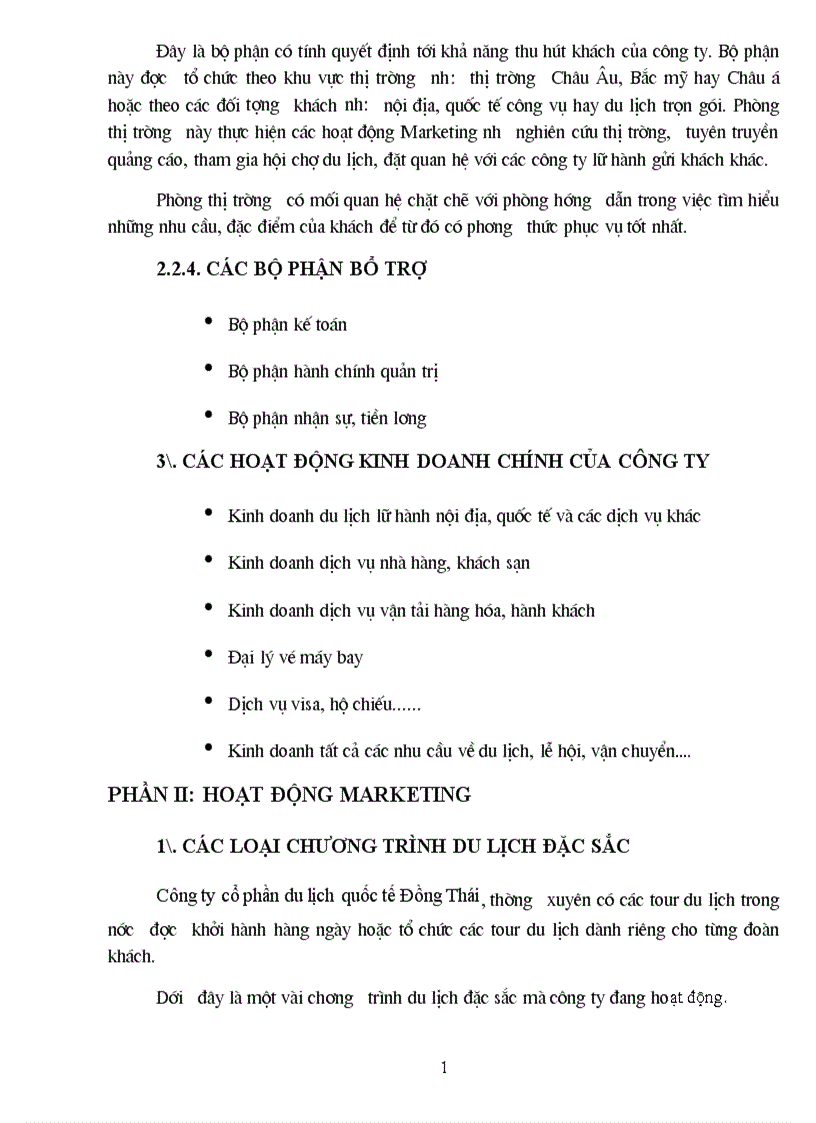 image for page Báo cáo thực tập tại công ty du lịch quốc tế Đồng Thái