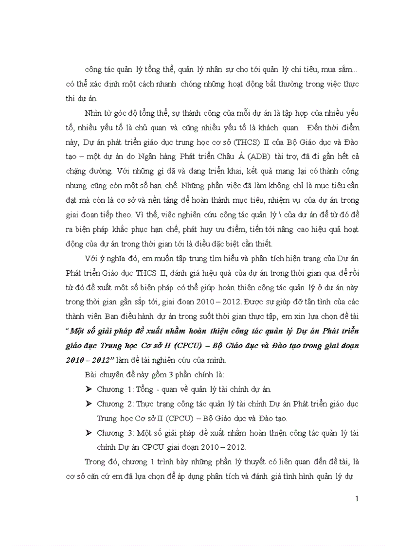 image for page Một số giải pháp đề xuất nhằm hoàn thiện công tác quản lý Dự án Phát triển giáo dục Trung học Cơ sở II CPCU Bộ Giáo dục và Đào tạo trong giai đoạn 2010 2012
