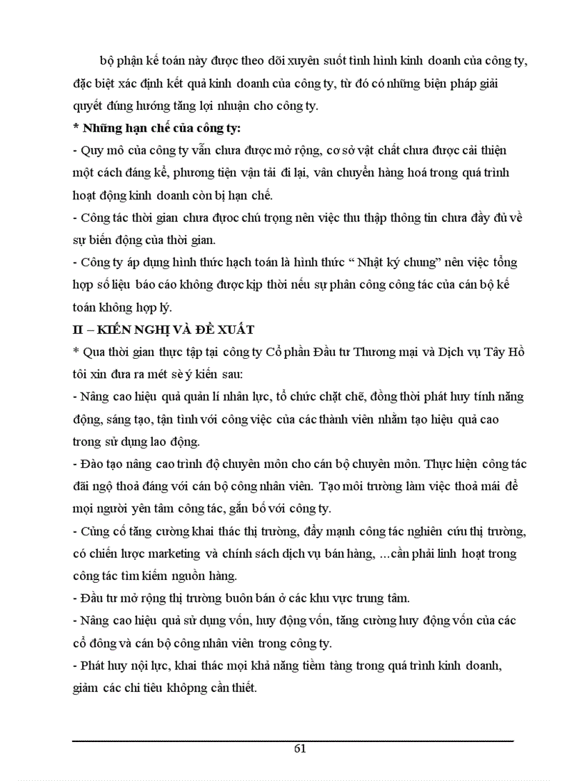 image for page Tình hình sản xuất kinh doanh kế toán của Công ty cổ phần Đầu tư Thương Mại và Dịch vụ Tây Hồ
