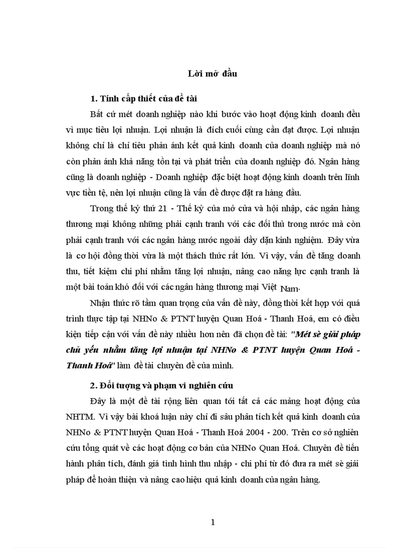 image for page Một số giải pháp chủ yếu nhằm tăng lợi nhuận tại NHNo PTNT huyện Quan Hoá Thanh Hoá