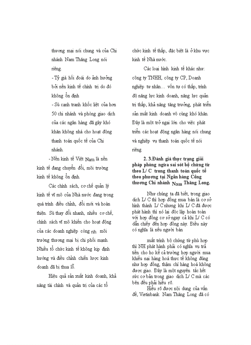 image for page Mở rộng hoạt động thanh toán quốc tế theo phương thức tín dụng chứng từ tại NHTM Cổ Phần Công Thương Việt Nam Chi nhánh Nam Thăng Long 1