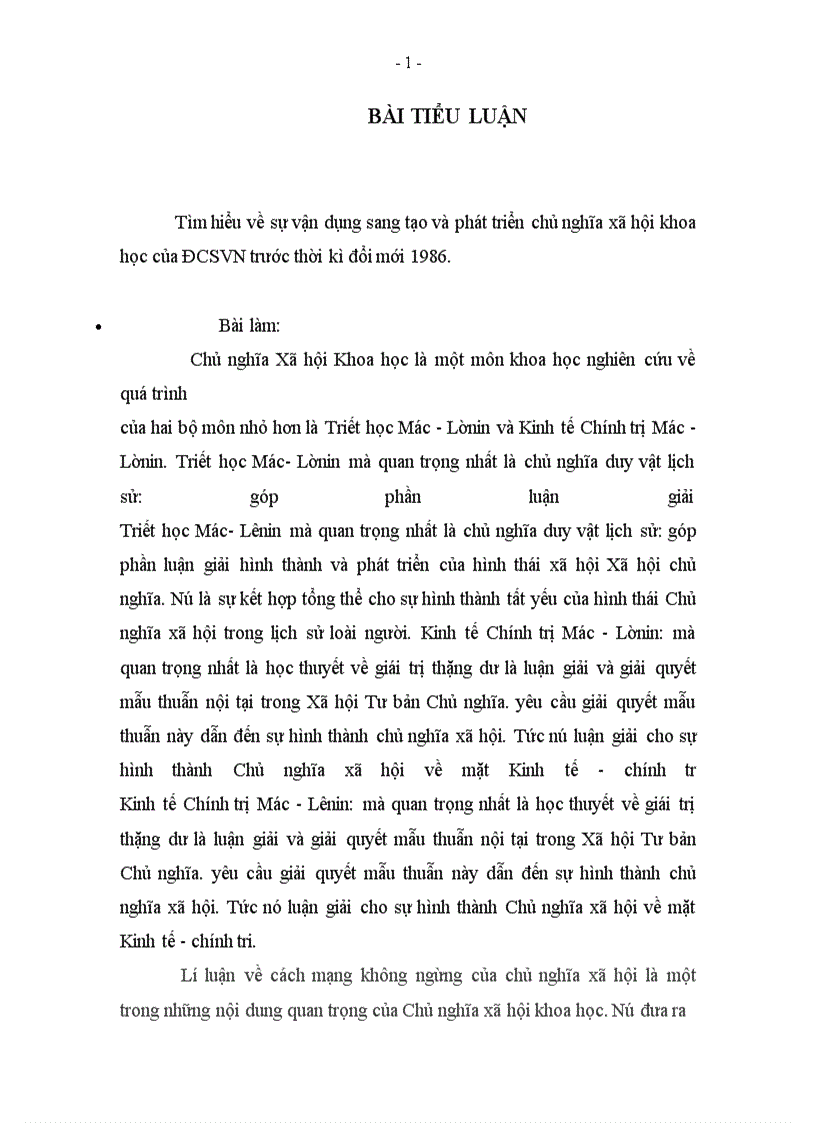 image for page Tìm hiểu về sự vận dụng sang tạo và phát triển chủ nghĩa xã hội khoa học của ĐCSVN trước thời kì đổi mới 1986