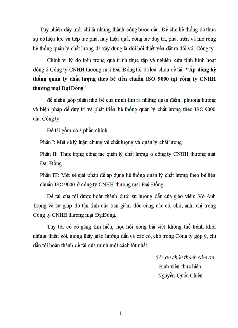image for page áp dụng hệ thống quản lý chất lượng theo bộ tiêu chuẩn ISO 9000 tại công ty CNHH thương mại Đại Đồng 1