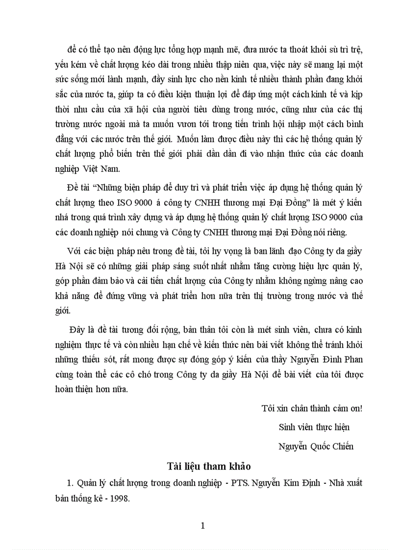 image for page áp dụng hệ thống quản lý chất lượng theo bộ tiêu chuẩn ISO 9000 tại công ty CNHH thương mại Đại Đồng 1
