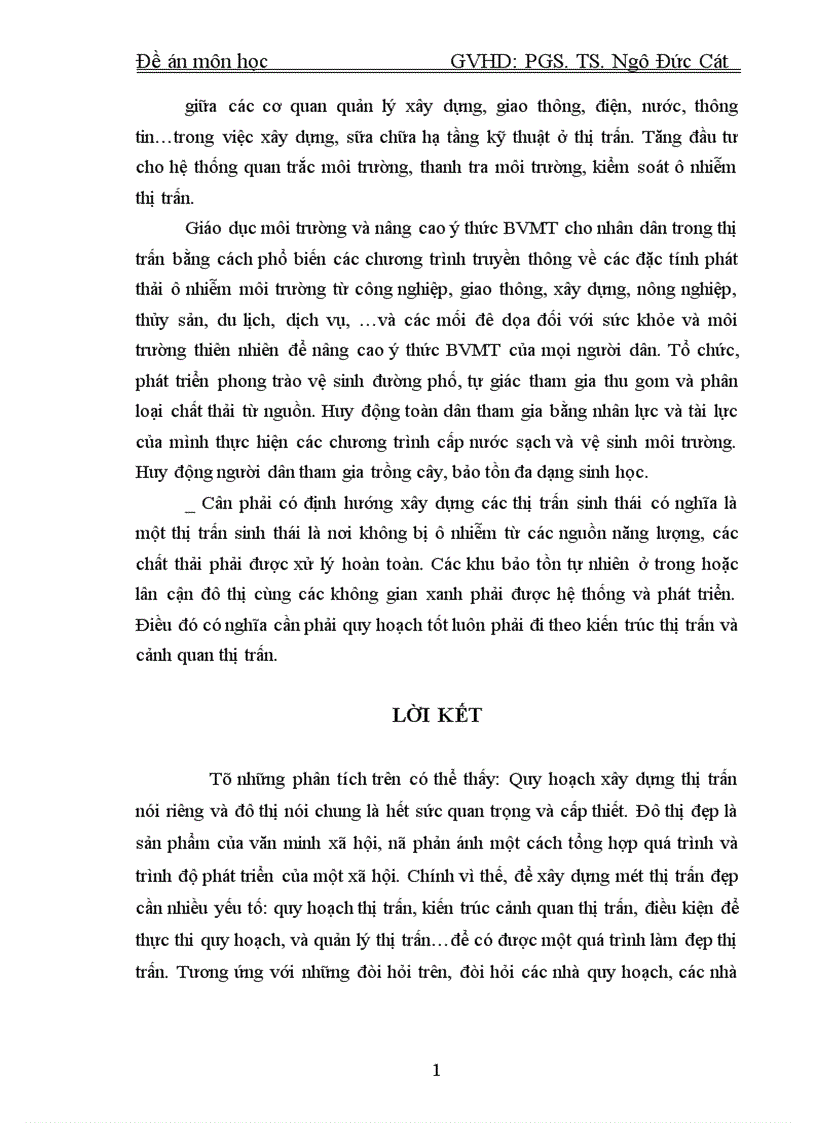 image for page Sự cần thiết phải quy hoạch xây dựng thị trấn