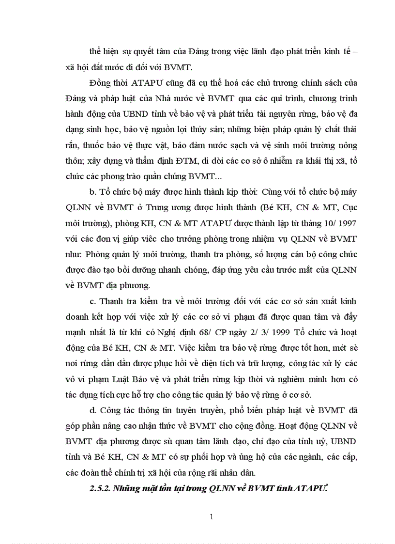 image for page Thực trạng môi trường và quản lý nhà nước về bảo vệ môi trường tại tỉnh ATAPƯ