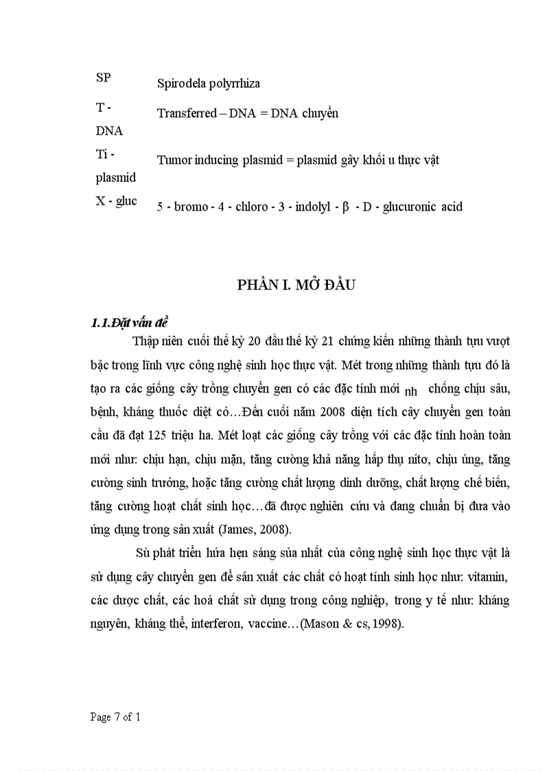 image for page Nghiên cứu xây dựng quy trình chuyển gen vào bèo tấm Spirodela polyrrhiza thông qua Agrobacterium tumefaciens