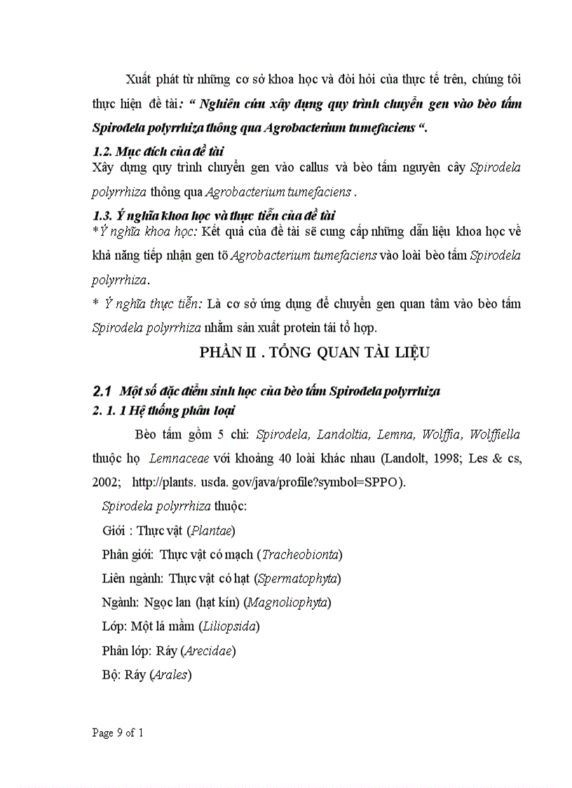 image for page Nghiên cứu xây dựng quy trình chuyển gen vào bèo tấm Spirodela polyrrhiza thông qua Agrobacterium tumefaciens