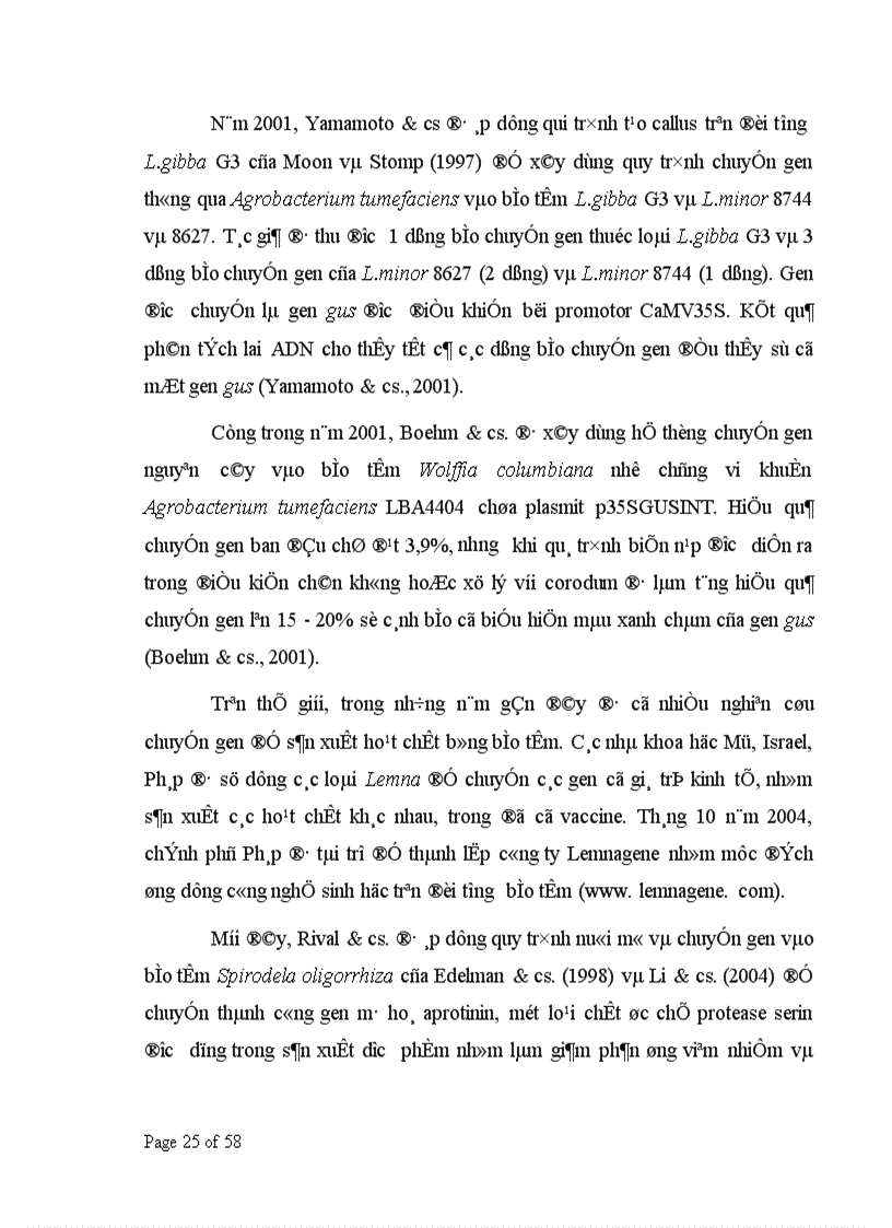 image for page Nghiên cứu xây dựng quy trình chuyển gen vào bèo tấm Spirodela polyrrhiza thông qua Agrobacterium tumefaciens