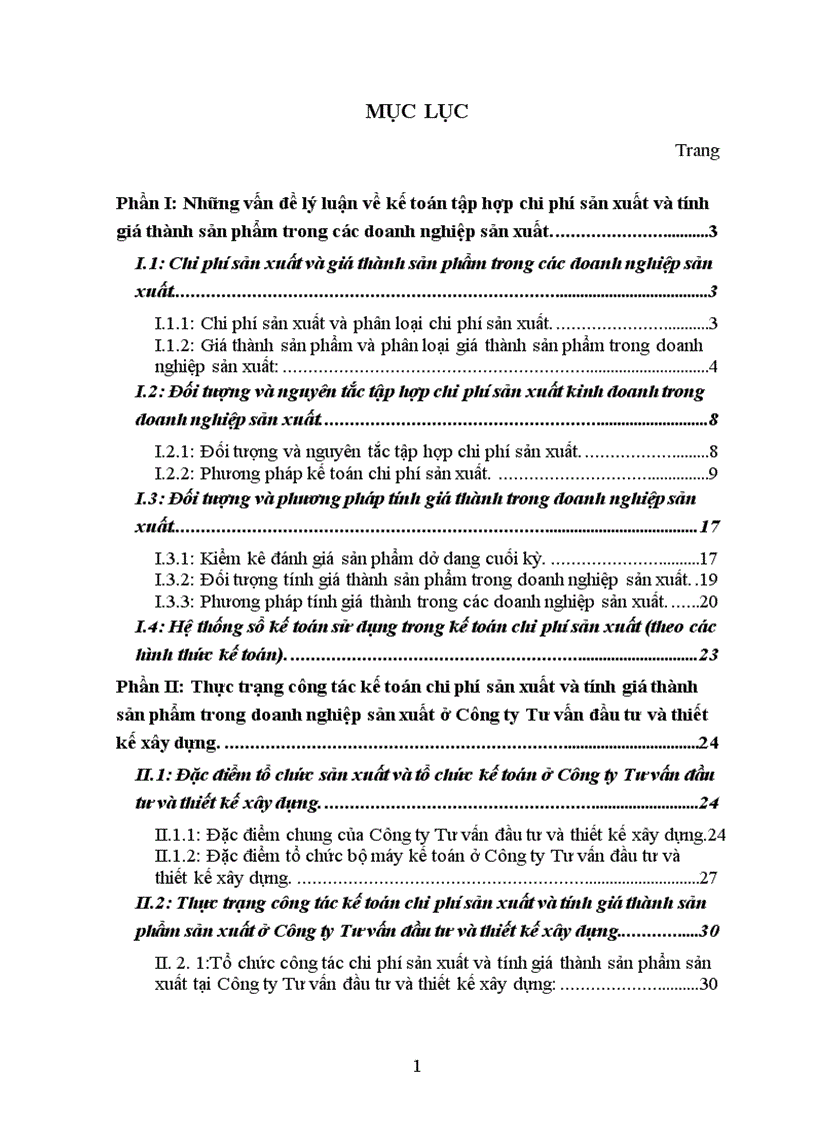 image for page Tổ chức tập hợp chi phí sản xuất và tính giá thành sản phẩm tại Công ty Tư vấn đầu tư và thiết kế xây dựng 1