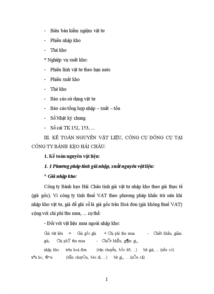 image for page Kế toán nguyên vật liệu công cụ dụng cụ ở công ty Bánh kẹo Hải Châu