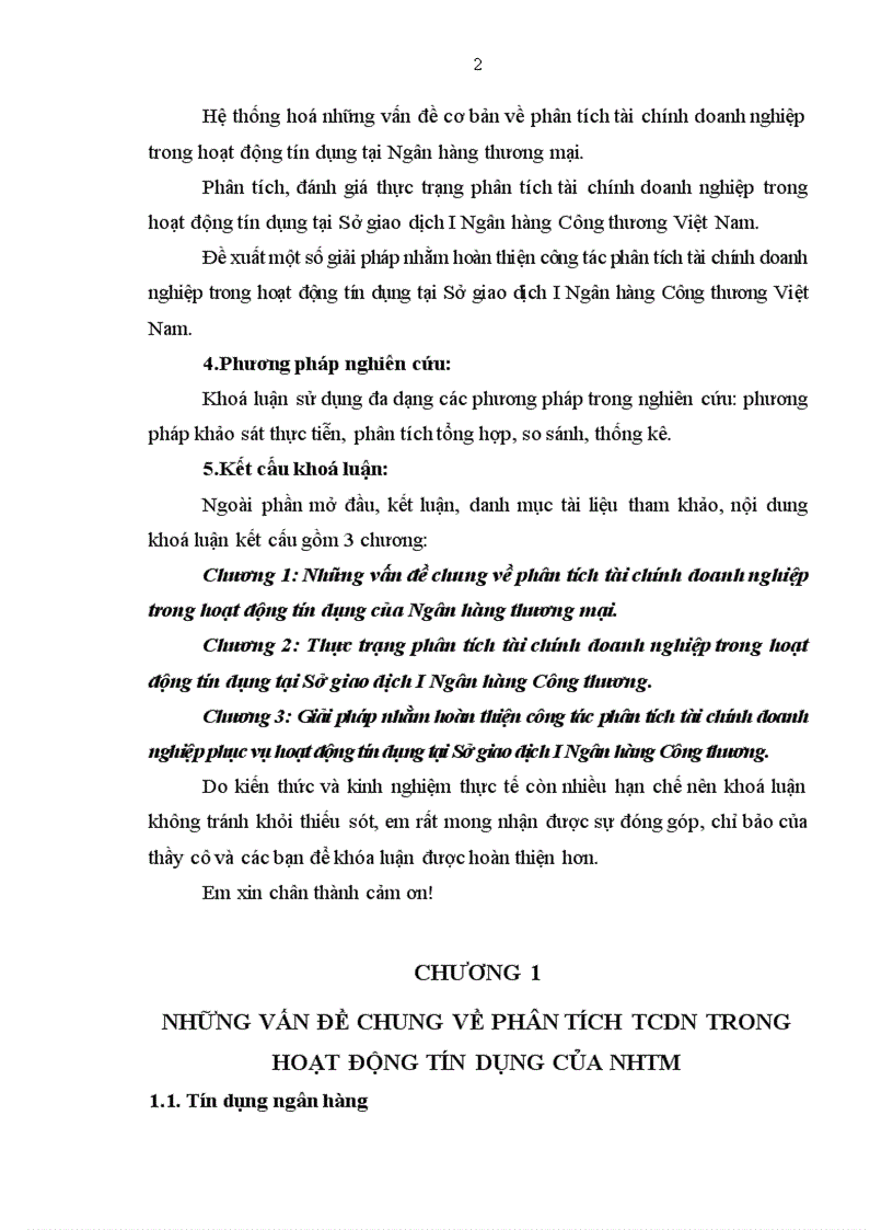 image for page Hoàn thiện công tác phân tích tài chính doanh nghiệp phục vụ hoạt động tín dụng tại Sở giao dịch I Ngân hàng Công thương