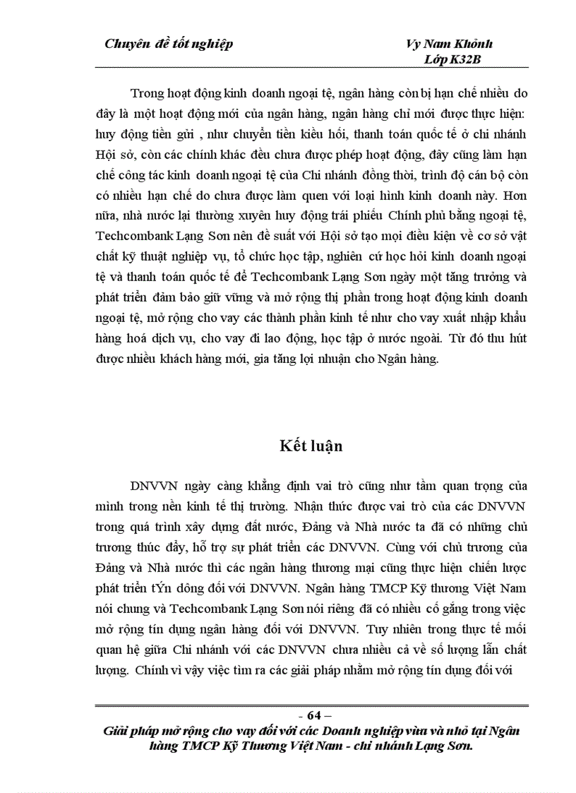 image for page Giải pháp mở rộng cho vay đối với DNVVN tại Techcombank Lạng Sơn