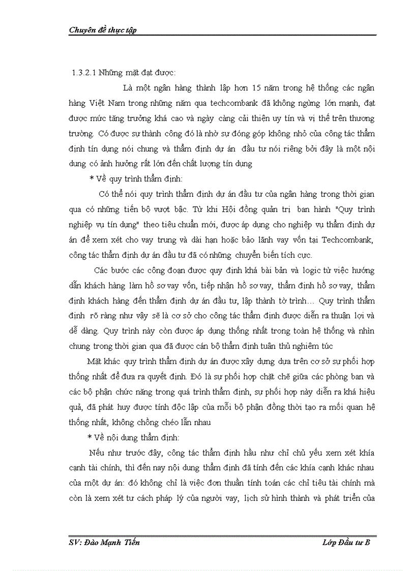 image for page Thẩm định tài chính dự án đầu tư tại ngân hàng thương mại cổ phần kỹ thương Việt Nam Techcombank Thực trạng và giải pháp 1