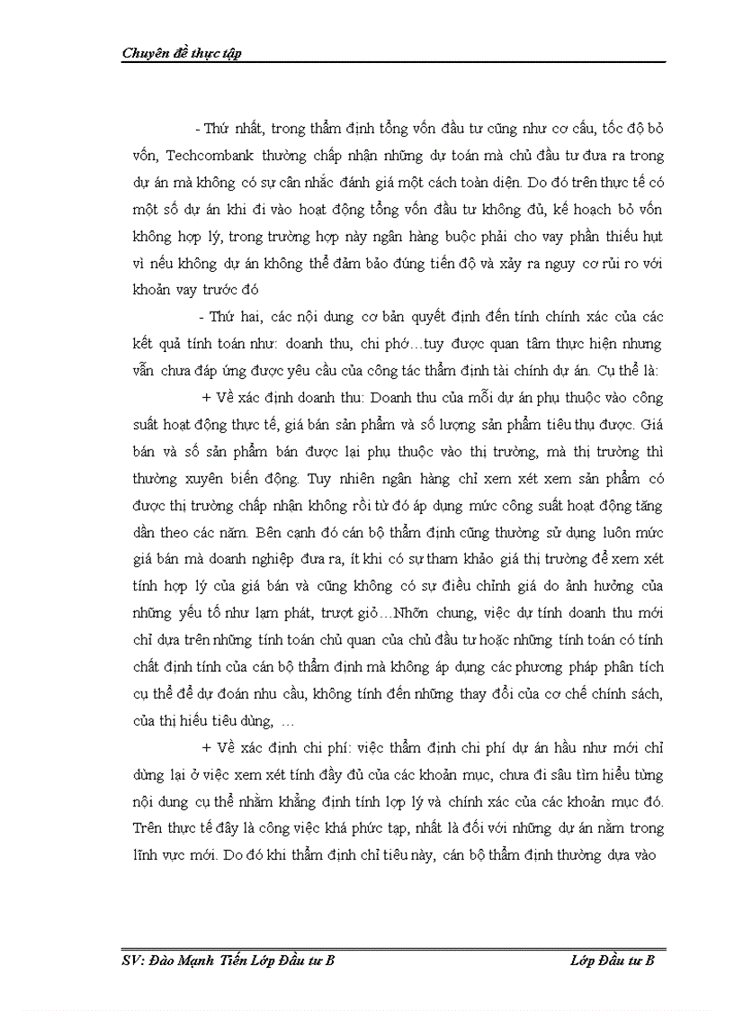 image for page Thẩm định tài chính dự án đầu tư tại ngân hàng thương mại cổ phần kỹ thương Việt Nam Techcombank Thực trạng và giải pháp 1