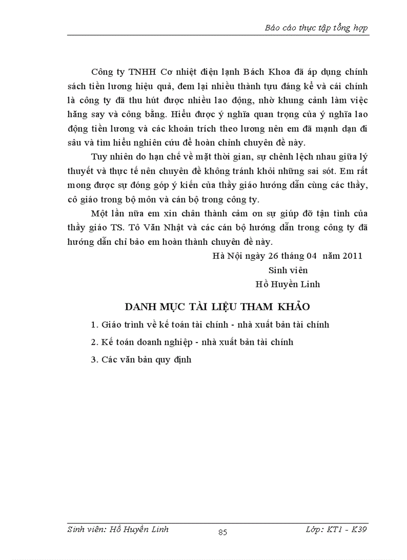 image for page Thực trạng và giải pháp hoàn thiện kế toán lao động tiền lương và các khoản trích theo lương tại Công ty TNHH Cơ nhiệt điện lạnh Bách Khoa 1