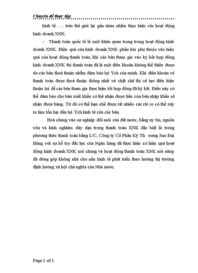 image for page Thực trạng thanh toán L C trong hoạt động XNK của Công ty Cổ Phần Kỹ Thương Sao Đại Hùng