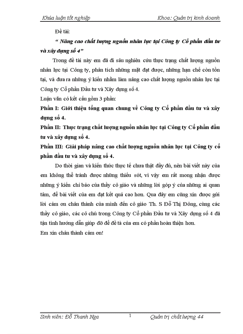 image for page Nâng cao chất lượng nguồn nhân lực tại Công ty Cổ phần đầu tư và xây dựng số 4 1