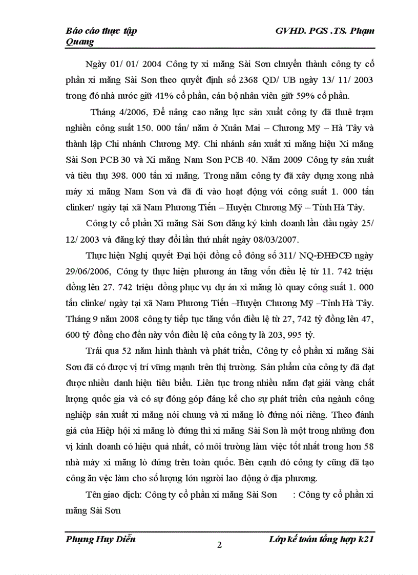 image for page Một số đánh giá về tình hình tổ chức hạch toán kế toán tại Công ty cổ phần xi măng Sài Sơn