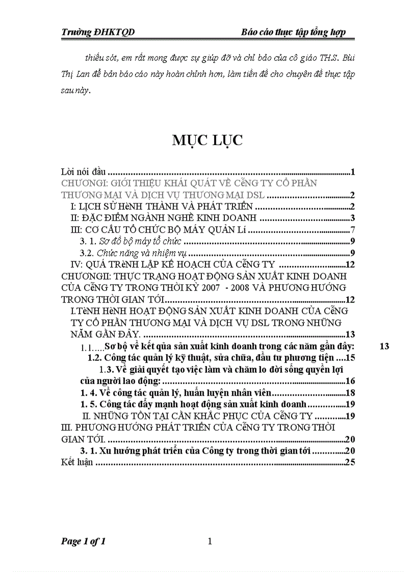 image for page Báo cáo thực tập tổng hợp Công ty cổ phần thương mại và dịch vụ DSL