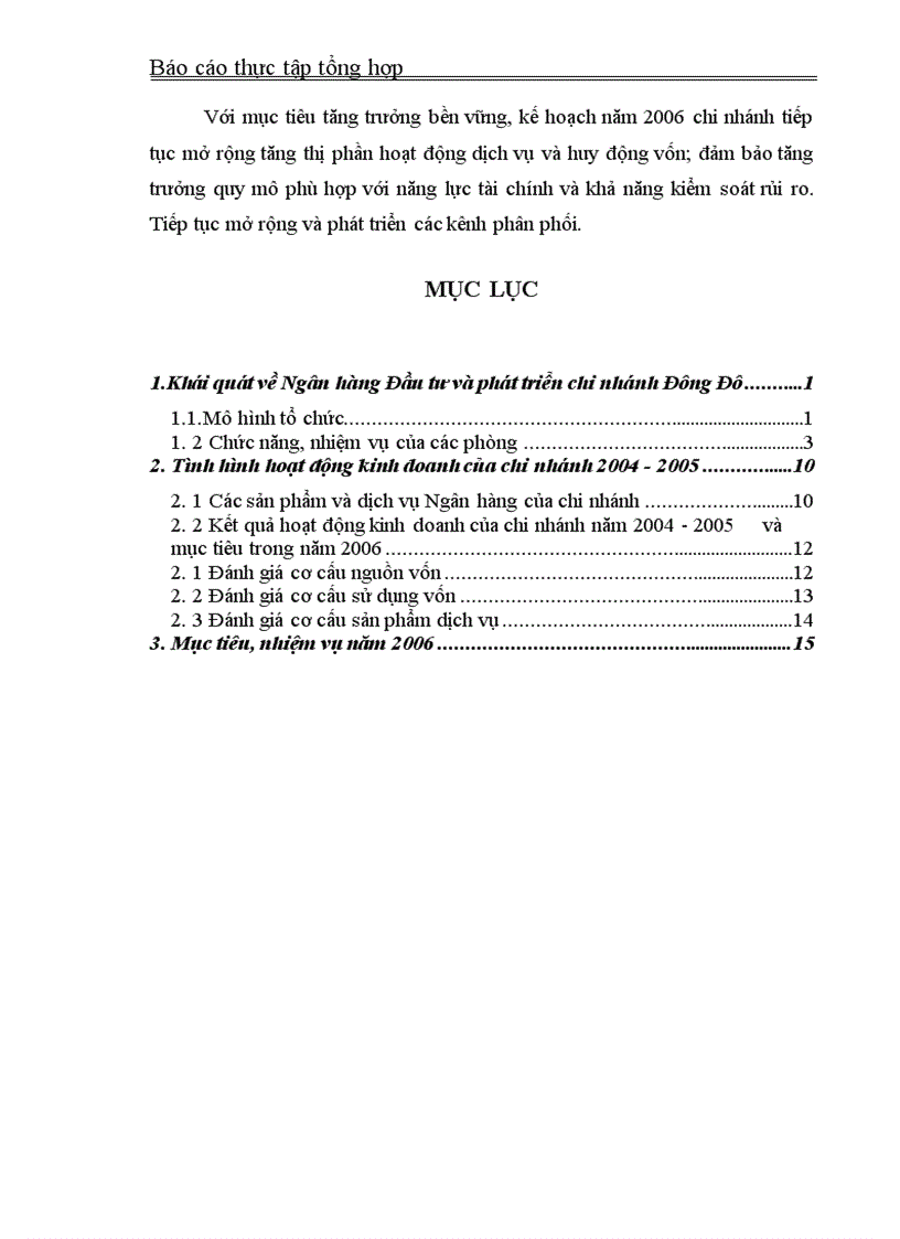 image for page Báo cáo thực tập tổng hợp về Ngân hàng Đầu tư và phát triển chi nhánh Đông Đô